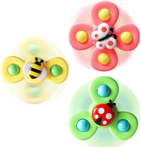 ALASOU 3PCS Suction Cup Spinner Toys for 1 Year Old Boy Girl|Spinning Top Infant Sensory Toys for... | Amazon (US)