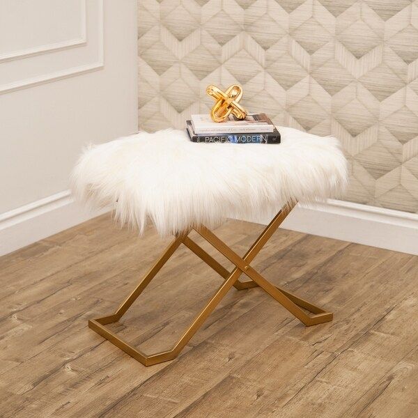 Abbyson Jacquie Gold Faux Fur Bench | Bed Bath & Beyond