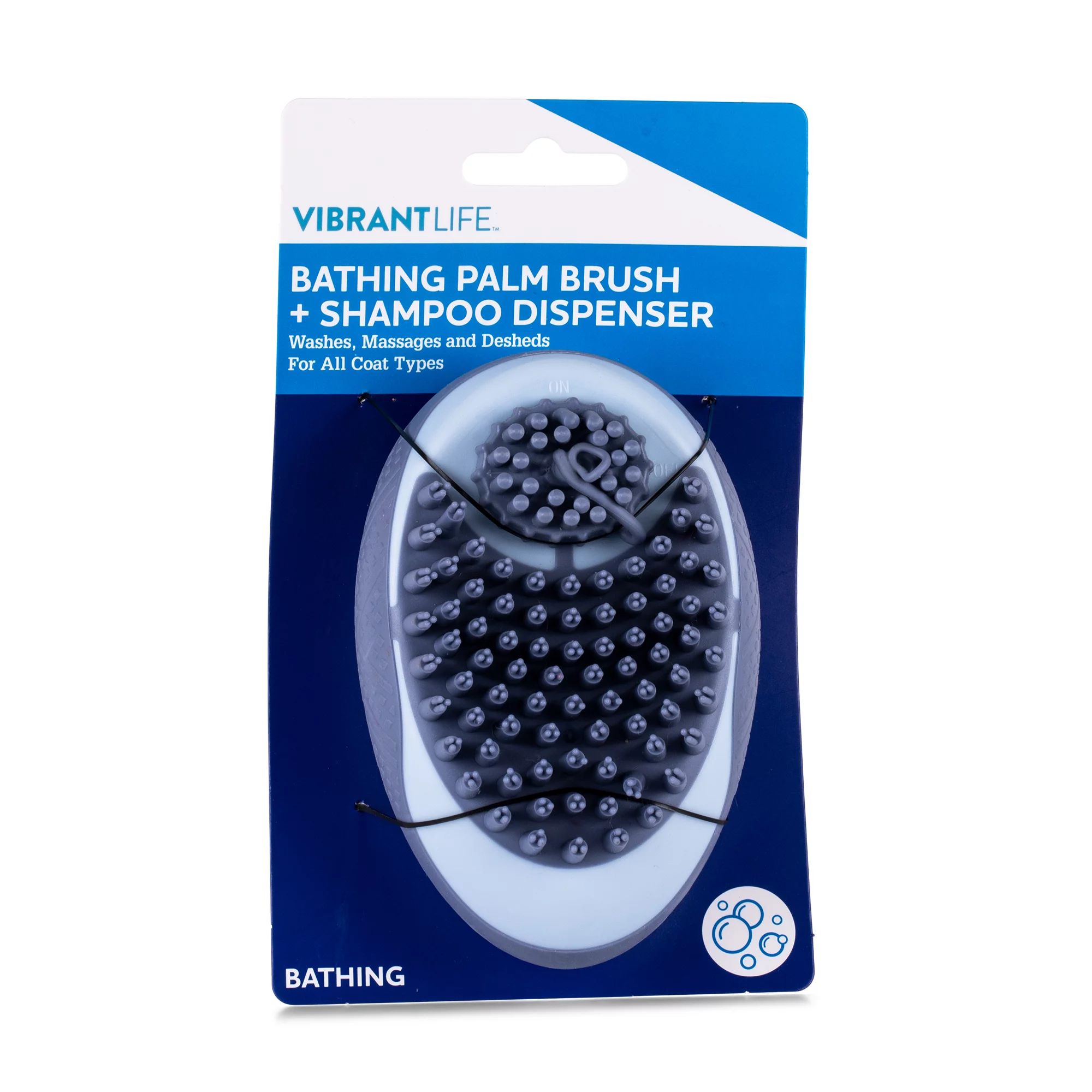 Vibrant Life Bathing Palm Dog Brush + Shampoo Dispenser | Dog Grooming Tool Hand Brush - Walmart.... | Walmart (US)