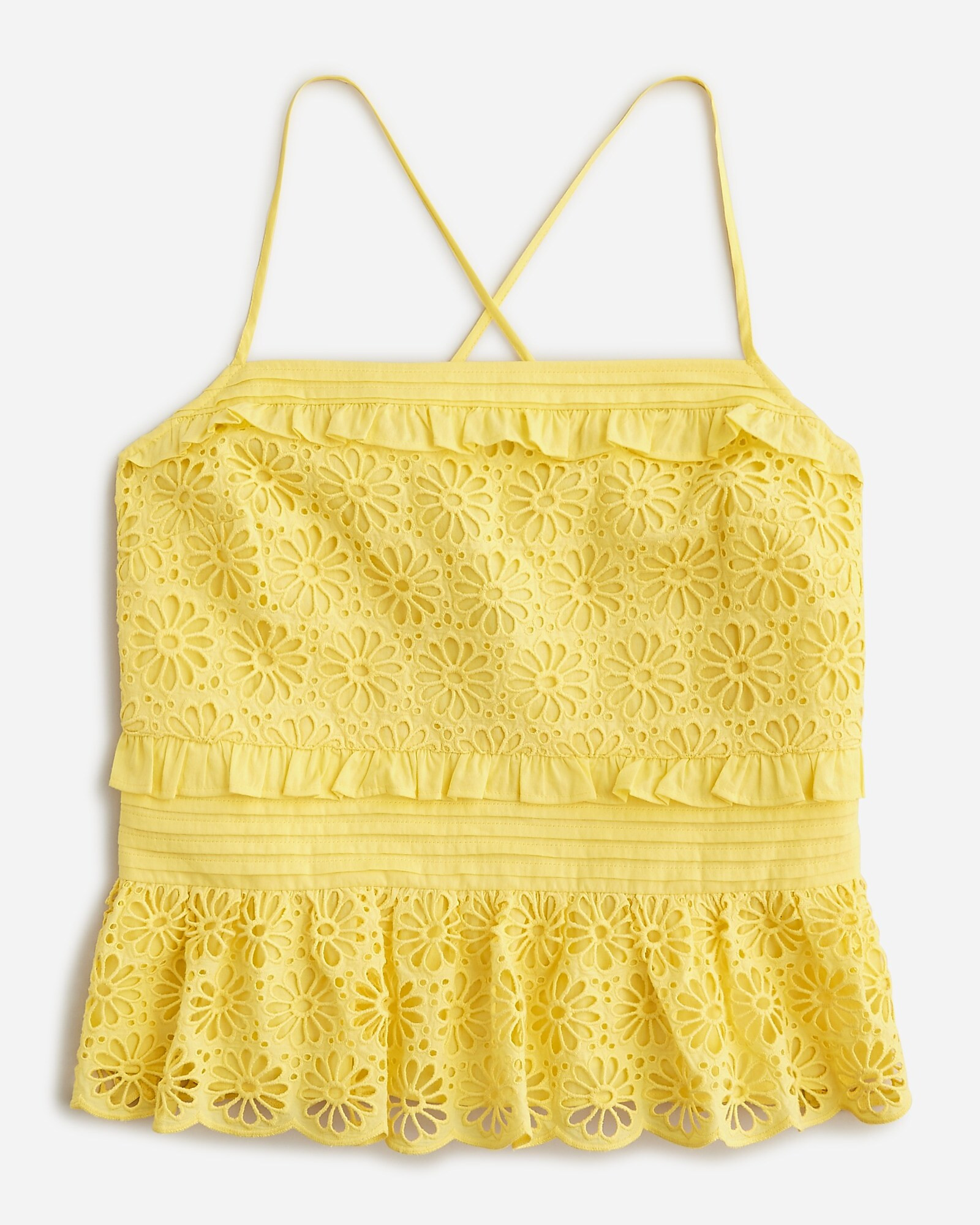 Cross-back smocked-waist eyelet top | J. Crew US