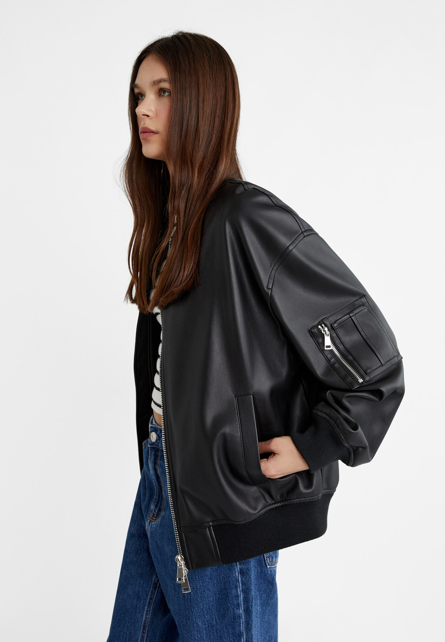 Blouson bomber en similicuir | Stradivarius (FR)