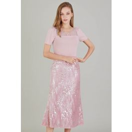 Sweet Pink Sequin Velvet Mermaid Skirt | Chicwish