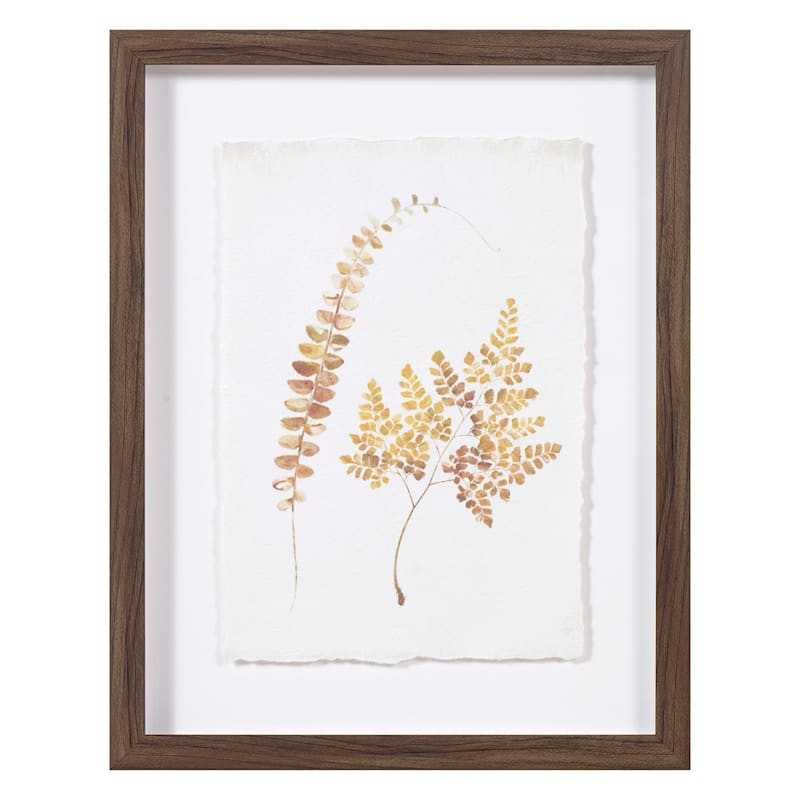 Glass Framed Leaf Print Wall Art, 11x14 | At Home