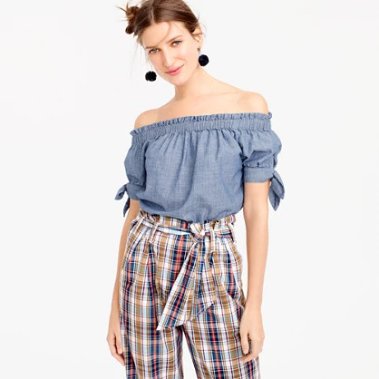 Off-the-shoulder chambray top | J.Crew US