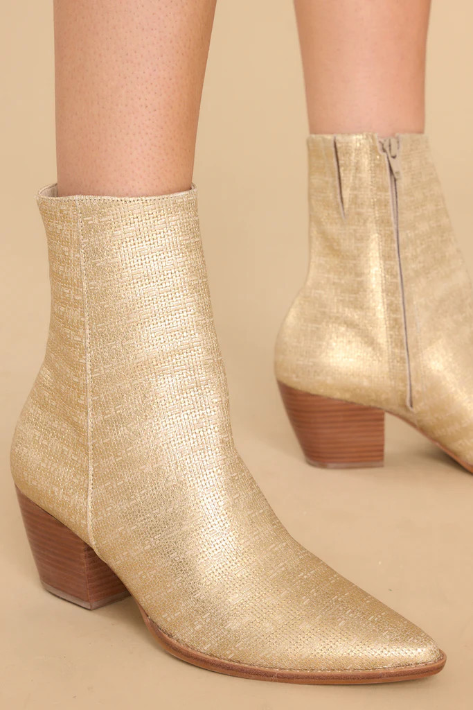 Caty Gold Weave Ankle Boots | Red Dress 