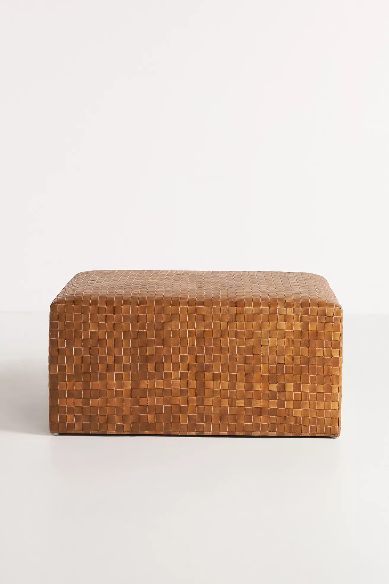Cove Woven Leather Ottoman | Anthropologie (US)