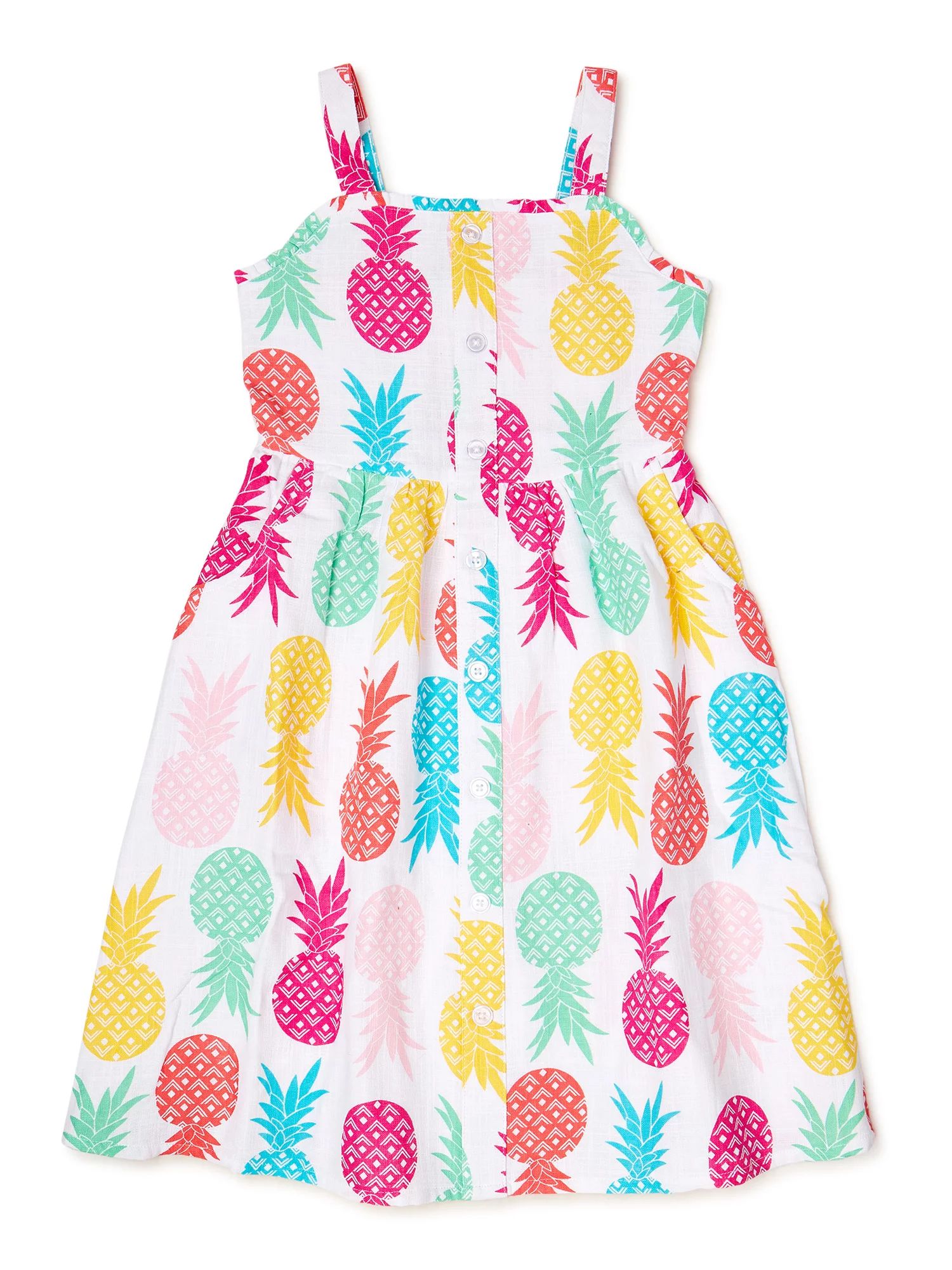 Wonder Nation Girls Button Front Dress, Sizes 4-18 & Plus | Walmart (US)