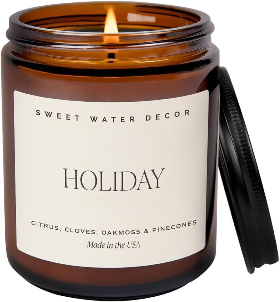 Sweet Water Decor Holiday Candle | Cloves, Pine, and Sandalwood Festive Christmas Scented Soy Can... | Amazon (US)