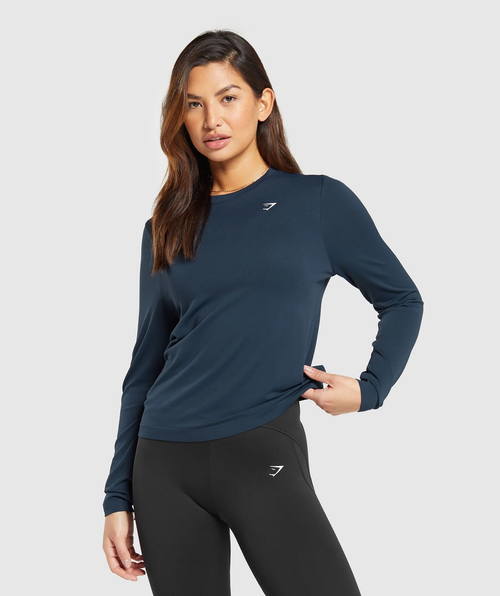 Gymshark Everyday Seamless Long Sleeve Top - Navy | Gymshark US