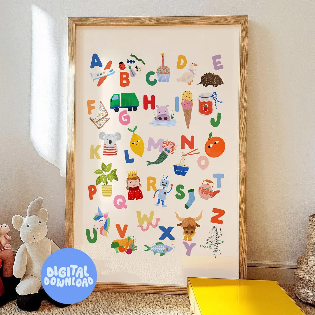 Rainbow Alphabet Poster: Playful ABC Nursery Decor (digital Download) - Etsy | Etsy (US)