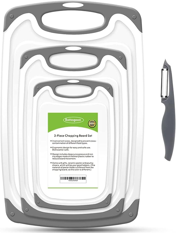 Cutting Boards for Kitchen, Plastic Chopping Board Set of 4 with Non-Slip Feet and Deep Drip Juic... | Amazon (US)