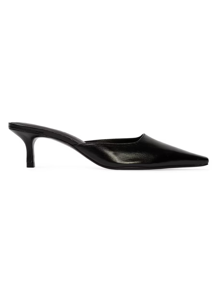 Black Suede Studio Riley 50MM Leather Mules | Saks Fifth Avenue | Saks Fifth Avenue