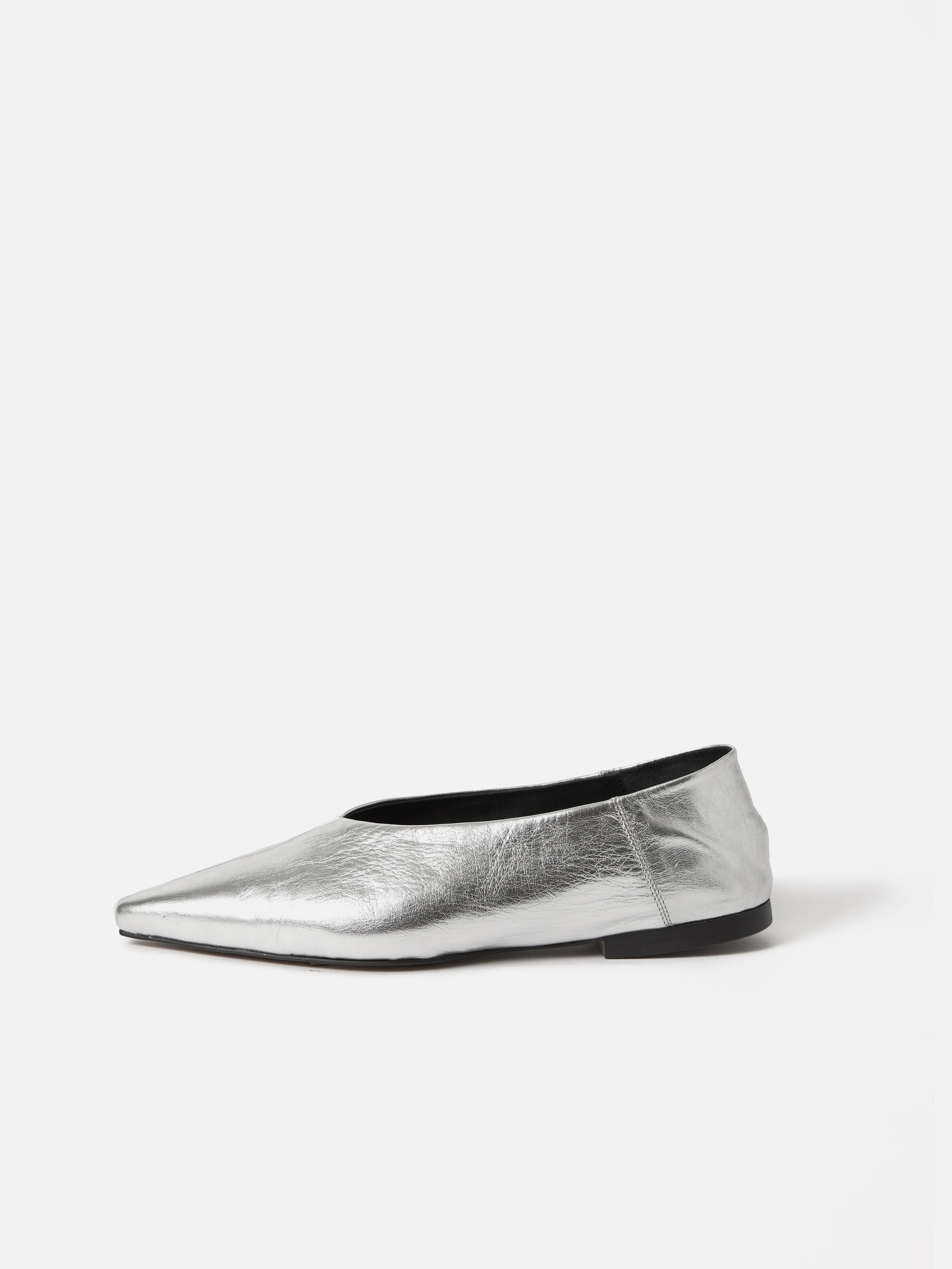 Linnie Flat Pointed Ballerina | Silver | Jigsaw (UK)
