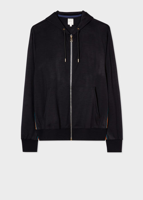 Navy Zip-Front Wool 'Signature Stripe' Hoodie | Paul Smith (Global)