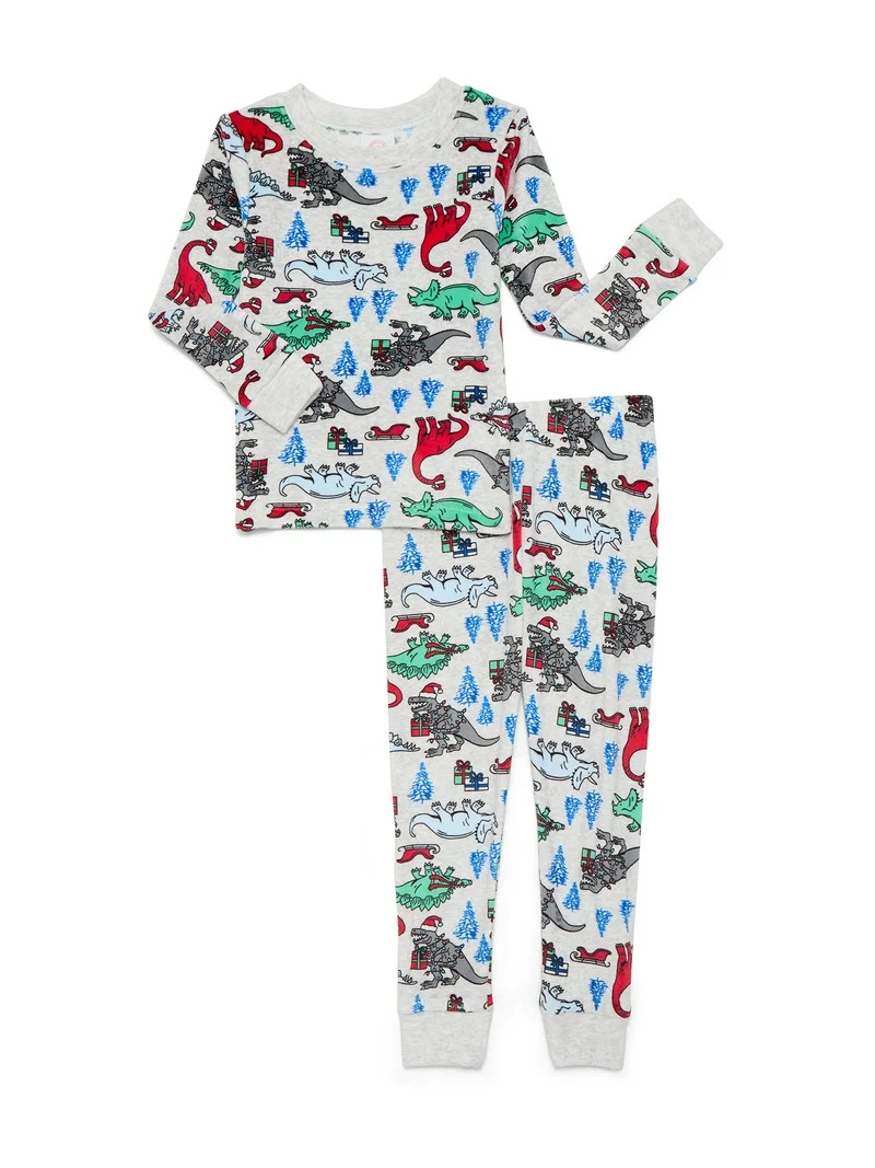 Wonder Nation Toddler Boys Long Sleeve Tight Fit Top and Pants Sleep Set, 2-Piece, Sizes 12M-5T | Walmart (US)