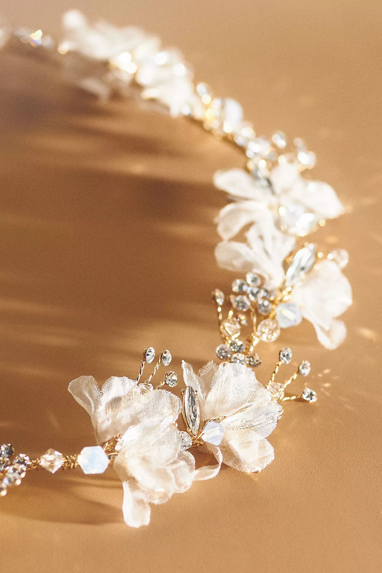Twigs & Honey Dreamy Crystal Burst and Silk Blossom Bridal Crown | Anthropologie (US)