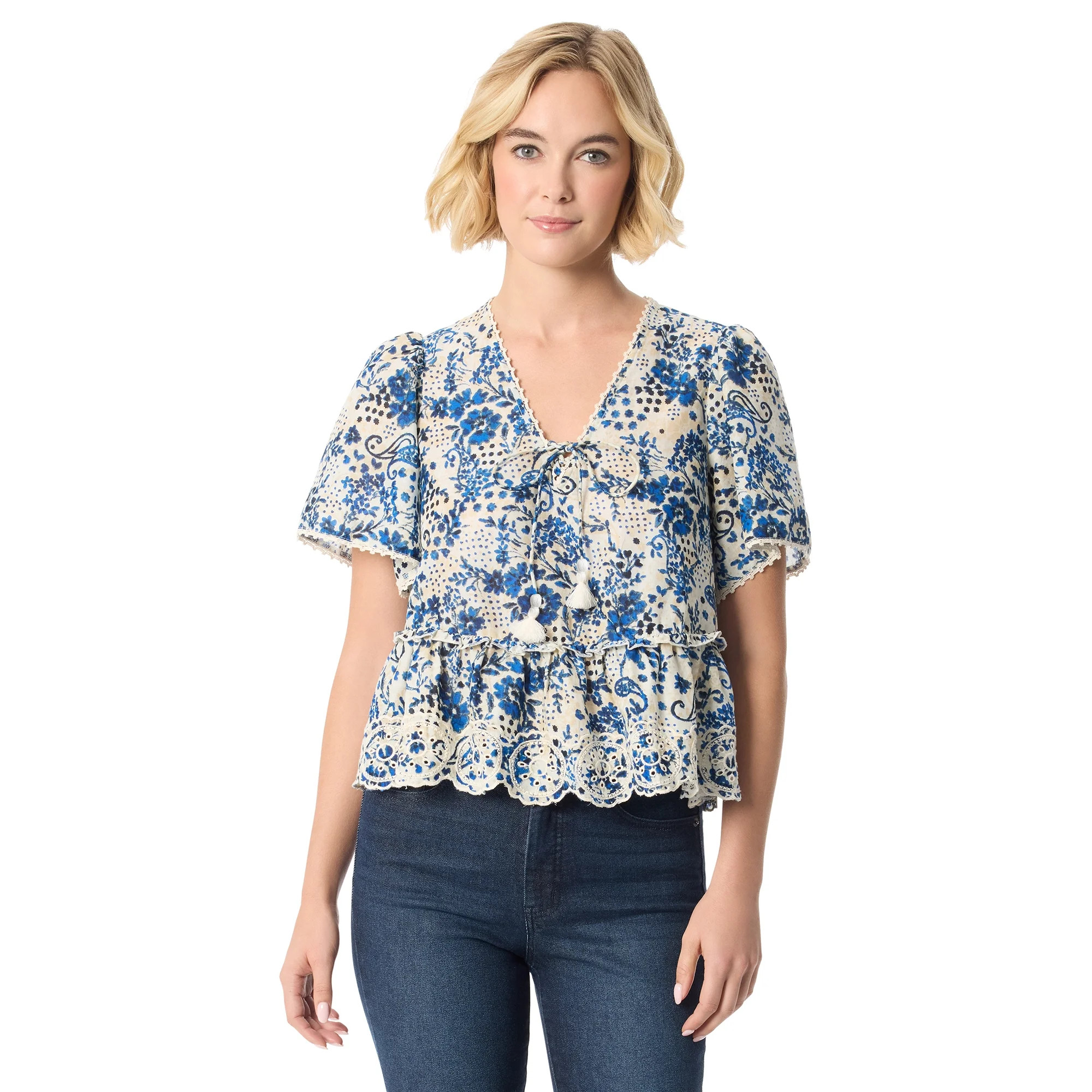 Jessica Simpson Women's Willow Embroidery Blouse, Sizes XS-XL - Walmart.com | Walmart (US)