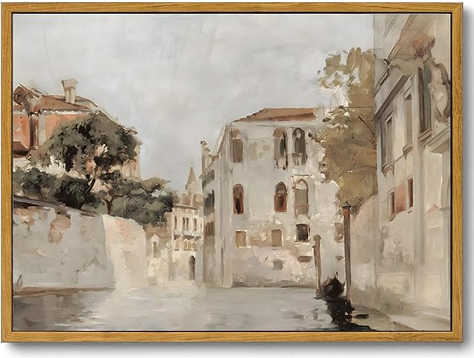 KISSFOX Vintage Venice Canal Canvas Wall Art Impressionist Retro Neutral Italy Cityscape Landscap... | Amazon (US)