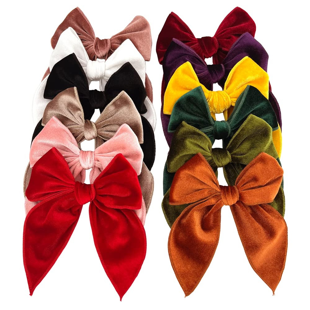 Velvet Fable Bow Hair Clips Baby Girls Women Large Velvet Cheer Hair Bows Barrettes Accessories f... | Amazon (US)