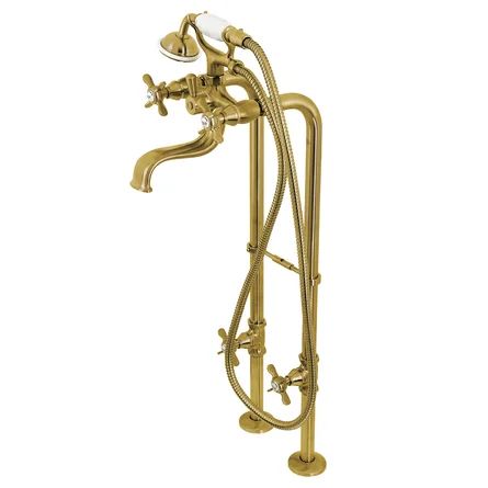 Kingston Brass Essex 3 Floor Mounted Clawfoot Tub Faucet with Hand Shower | Wayfair Professional