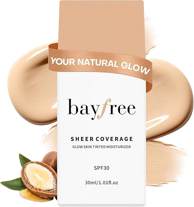 bayfree Glow Skin Tinted Moisturizer with SPF 30, Lightweight Sheer Coverage Skin Tint, Long Last... | Amazon (US)