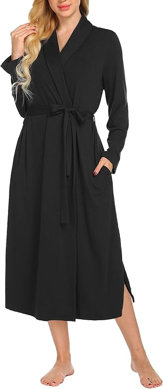 Ekouaer Robes for Women Long Sleeve Knit Kimono Bathrobe Soft Lightweight Loungewear Ladies Cotto... | Amazon (US)