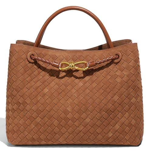 Suede Woven Tote Bag for Women PU Leather Hobo Bags Casual Crossbody Purse Shoulder Satchel Bag T... | Amazon (US)
