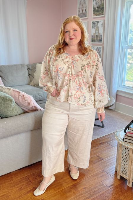 Casual spring outfit from Anthropologie! Linen pants size 18 and floral blouse size 1X. These Dolce Vita Maryjane ballet flats come in regular and wide widths too!



#LTKshoecrush #LTKSeasonal #LTKplussize