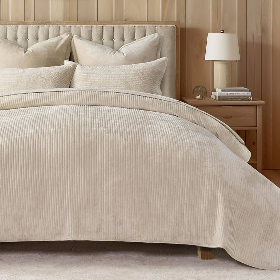 EverGrace Velvet Quilt Set Queen Size, Luxurious Soft Quilted Bedding Sets, Lightweight Velvet Co... | Amazon (US)