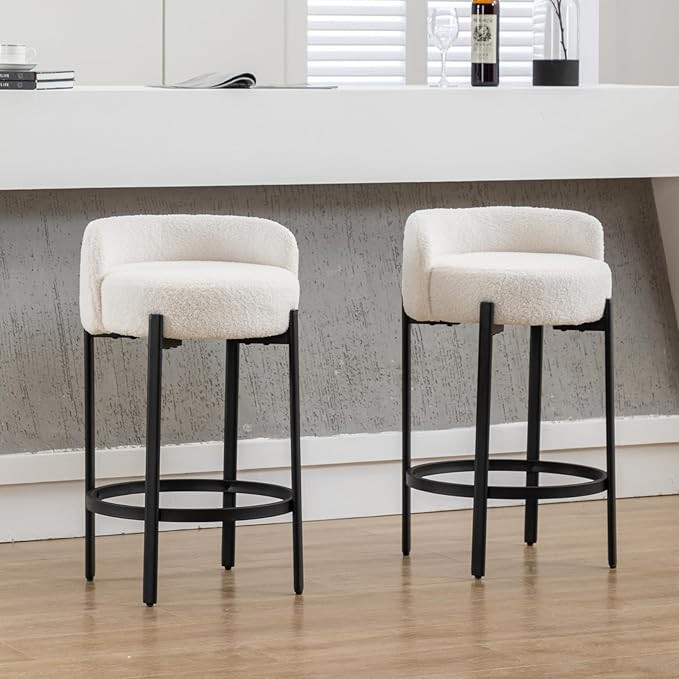 HEAH-YO Counter Height Bar Stools Set of 2, 26 Inches Counter Height Stools with Backs, Upholster... | Amazon (US)