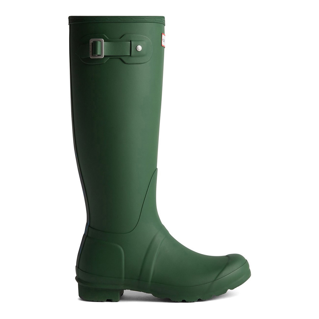 Hunter Women's Green Original Tall Tartan Back Strap Wellies - Size 4 | BrandAlley
