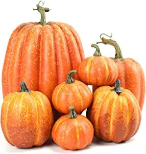 7Pcs Assorted Artificial Pumpkins, Lifelike Simulation Mixed Harvest Fall Orange Pumpkins Foam Pu... | Amazon (US)