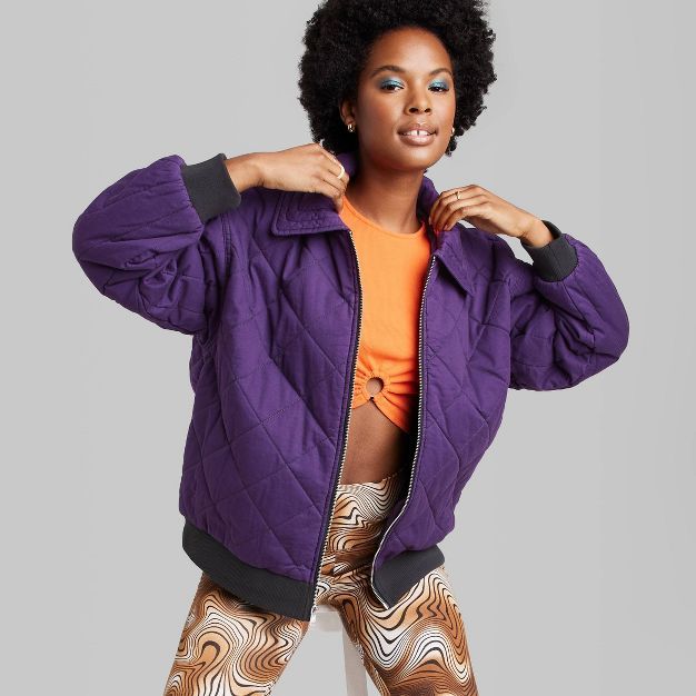 Women's Woven Quilted Bomber Jacket - Wild Fable™ | Target