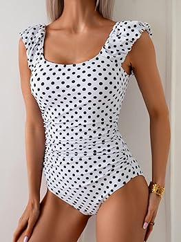 Eomenie Womens One Piece Swimsuits Puffy Sleeves Tummy Control Bathing Suit Tie Back Swimwear | Amazon (US)
