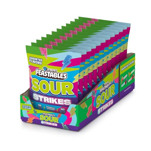 MrBeast Feastables Sour Strikes Gummies, 12 Count, Mixed Sour Fruit Candy with Watermelon, Green Apple, Strawberry & Raspberry, Fairtrade Sugar | Amazon (US)