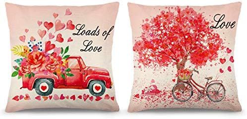 YGEOMER Valentine's Day Pillow Covers 18×18 Inch Set of 2 Valentine's Day Throw Pillow Covers Ho... | Amazon (US)