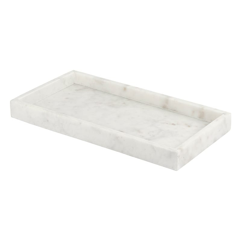 White Marbled Tray, 15x7 | At Home