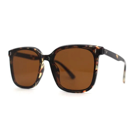 Womens Inset Lens Minimal Hipster Horn Rim Sunglasses Tortoise Brown | Walmart (US)
