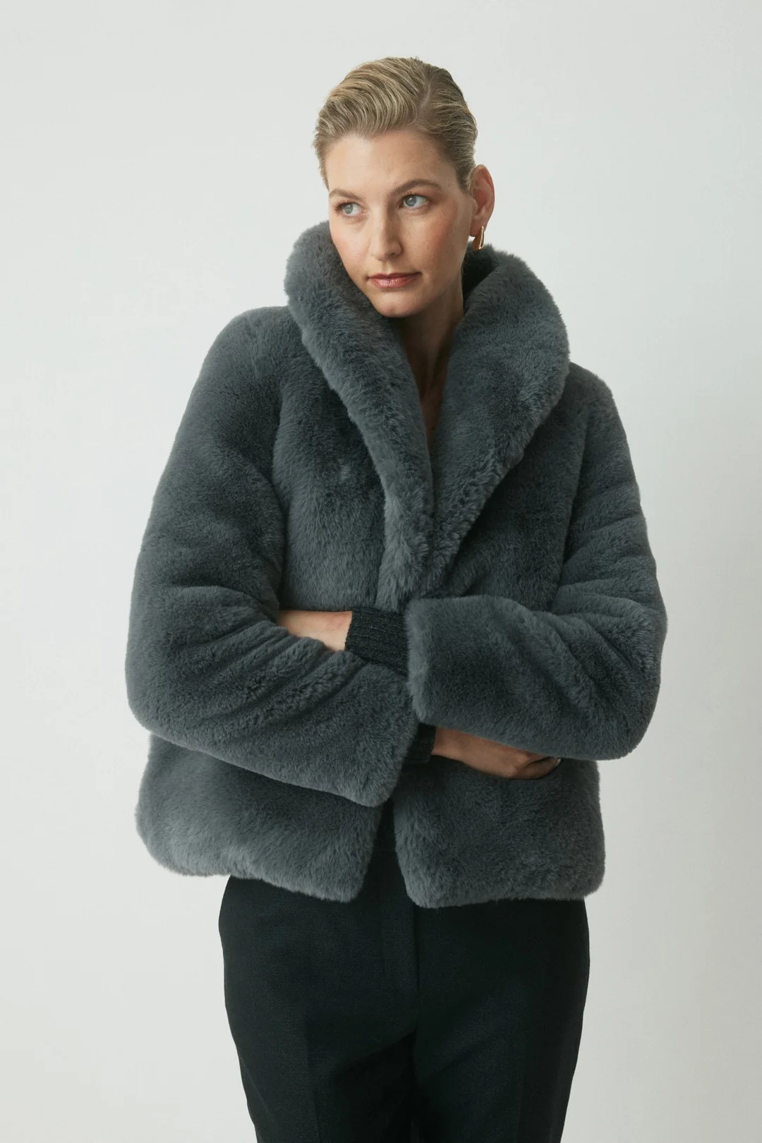 Mette Faux Fur Jacket - Smoke | Perri Cutten
