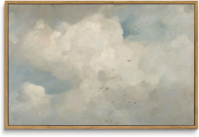 InSimSea Framed Canvas Wall Art Vintage Decor, Home Decor Classical Oil Paintings Sky Cloud Print... | Amazon (US)