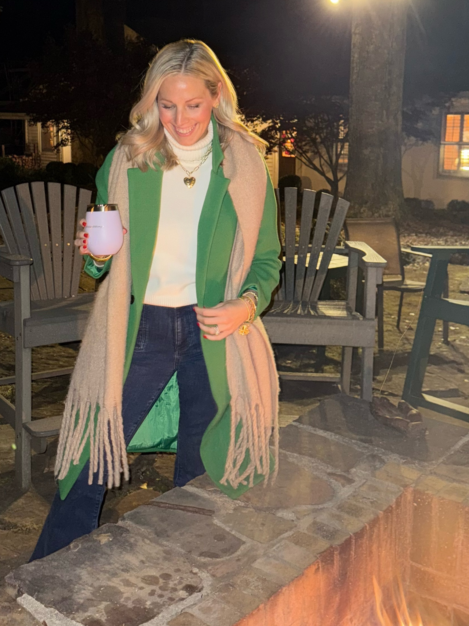 Friday night OOTD
Sweater and scarf old so linking similar but jeans are JCpenney and Green coat is Amazon! 

#LTKStyleTip #LTKFindsUnder50 #LTKFindsUnder100