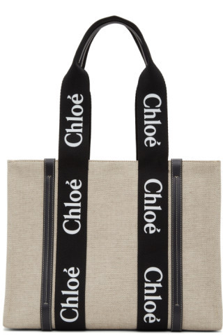 Off-White & Black Medium Woody Tote | SSENSE