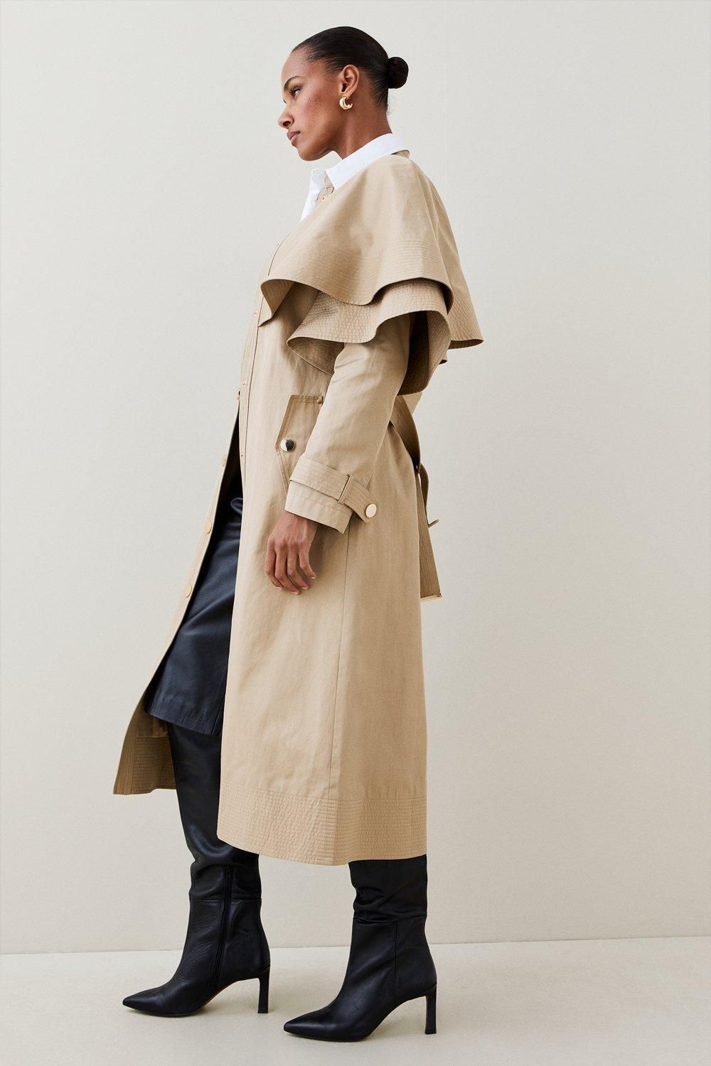 Storm Flap Layered Trench Coat | Karen Millen UK + IE + DE + NL