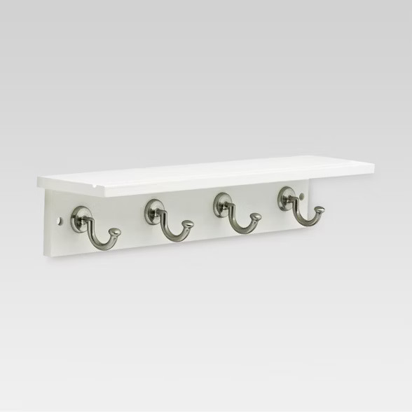 18" Hennepin Hook Rack with Ledge - White/Satin Nickel - Threshold™ | Target