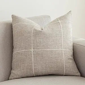 vctops Rustic Lattice Cotton Linen Decorative Throw Pillow Cover Embroidery Square Cushion Cover ... | Amazon (US)