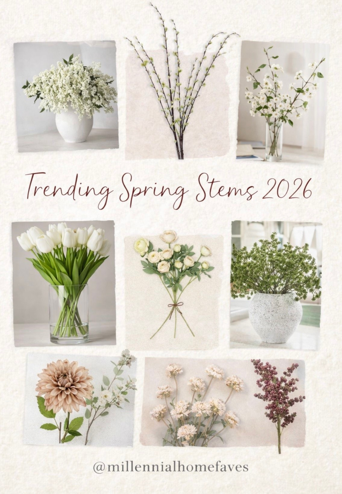 ✨ My go-to vase stems from winter → spring ✨

These are my January–May staples for styling entryways, consoles, kitchens, shelves, and islands — simple, timeless, and so easy to rotate throughout the season.

🌿 Pussy willows
🌸 Cherry Blossoms 
🌷 Neutral tulips
🌼 Ranunculus
✨ Peonies
🌿 Sedum
🌸 Mums
🌺 Dahlias
🍇 Dusty plum berry stems

Several of these have been viral with a high sell-out risk, especially the berry stems. 

Each stem gets its own vase + its own moment — minimal, intentional, and very designer-looking without feeling overdone 🤍

Which one are you styling first? 

#LTKHome