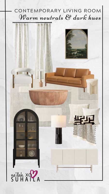 Contemporary living room with a focus on natural tones and touches of dark tones for a light and airy look with a sophisticated and minimalist approach. 

#LTKhome #LTKSeasonal #LTKSpringSale