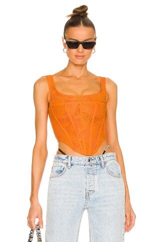 Miaou Campbell Corset Top in Tangerine from Revolve.com | Revolve Clothing (Global)