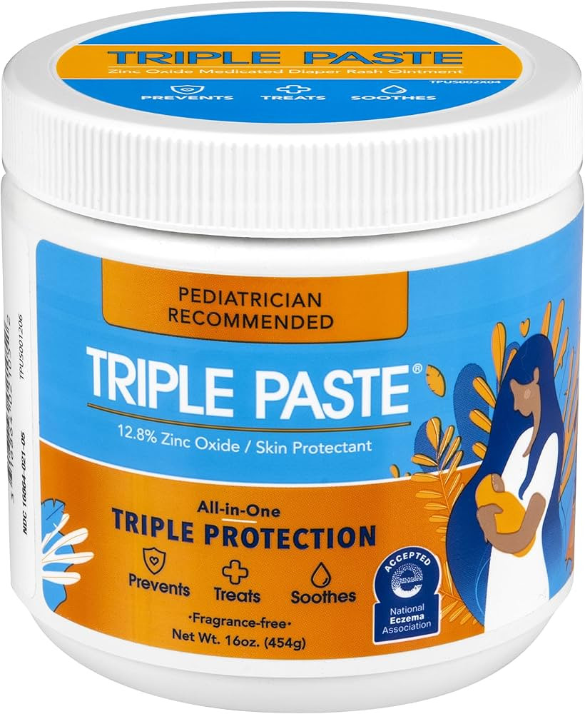 Triple Paste Diaper Rash Cream for Baby - 16 Oz Tub - Zinc Oxide Ointment Treats, Soothes and Pre... | Amazon (US)