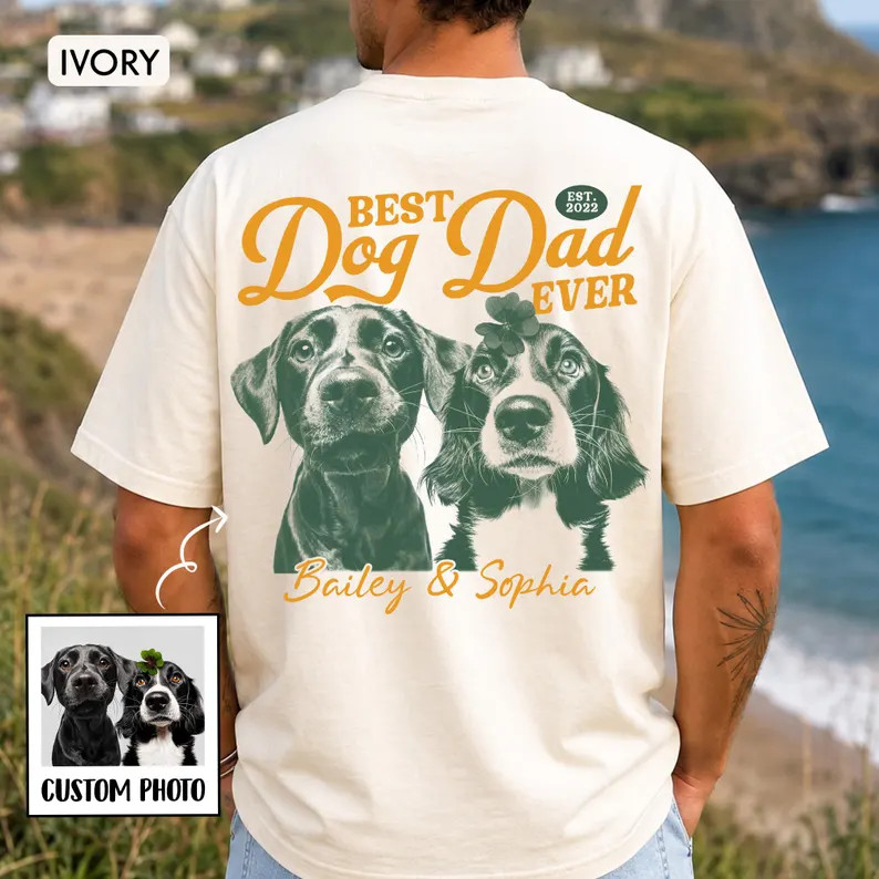 Personalized Photo Best Dog Dad Ever Shirt, Custom Name Dog Tee, Pet Lover Clothing, Father Day S... | Etsy (Global)